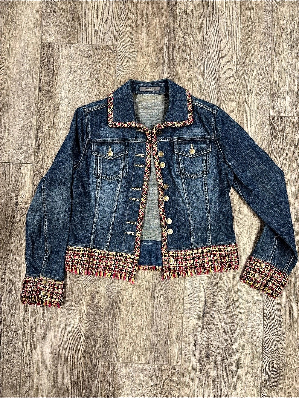 Liz Claiborne Denim Jacket with Tweed Trim